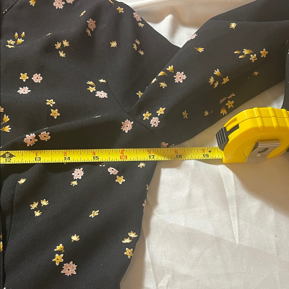 LOFT Black Floral Long Sleeve Dress - Picture 11 of 12